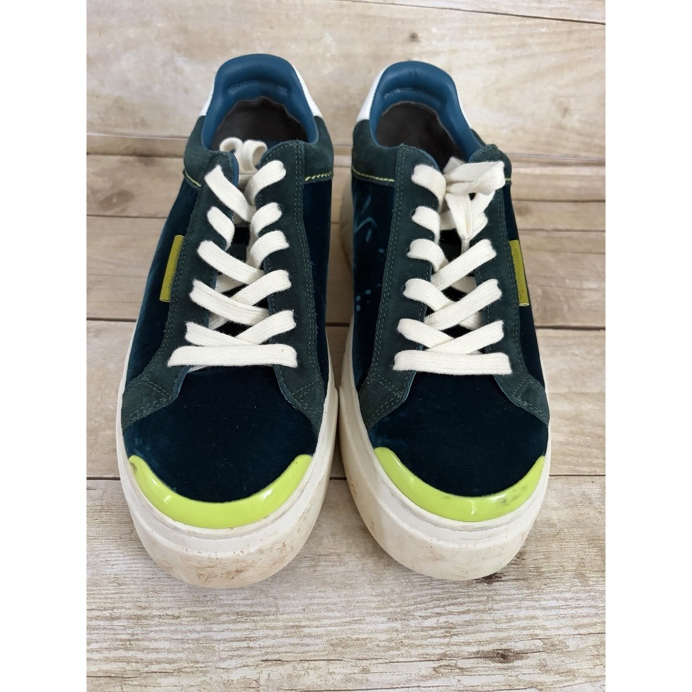 TORY BURCH Ladybug Teal Velvet Low-Top Women's Sneakers Size 9.5